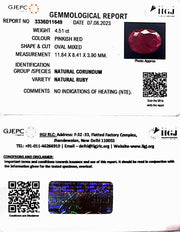 4.51/CT Natural Mozambique Ruby with Govt. Lab Certificate (RUBY9W)